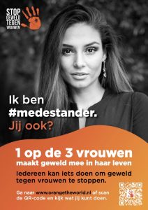 Een vrouw met bijschrift: Ik ben medestander